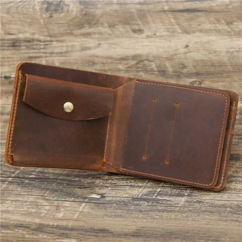 Retro Rough Tri-fold Leather Wallet